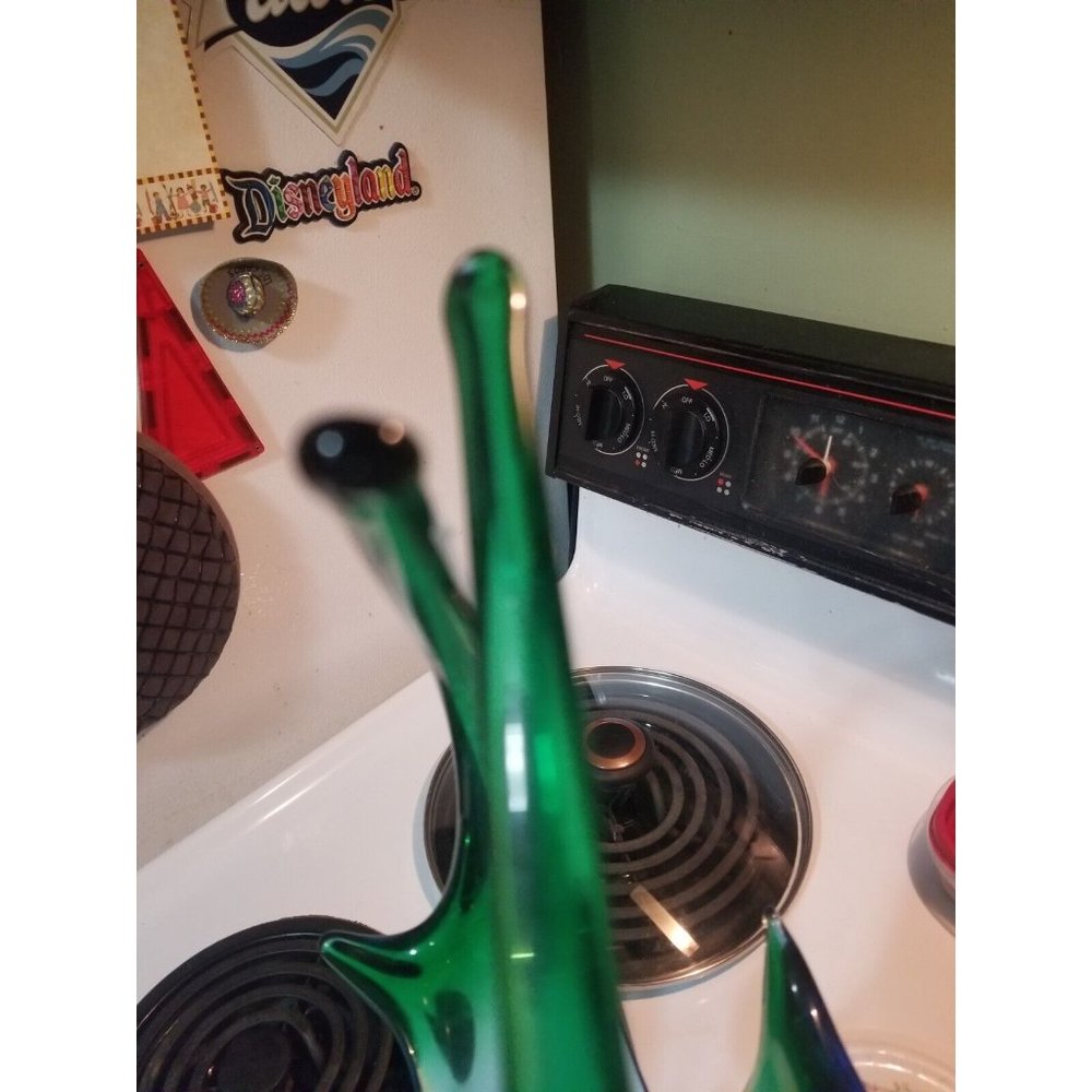 Stunner Lorraine cross-tip basket 17" Tall Blue Green Mid Century - Picture 6 of 10